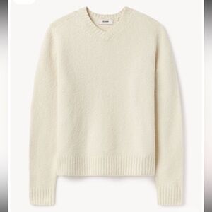 Buck Mason Brushed Wool Saddle V Neck in Cream